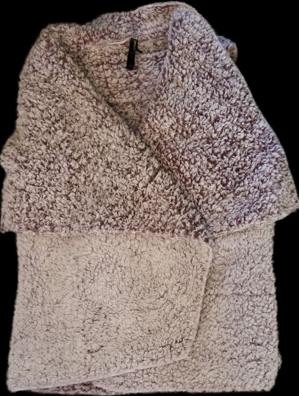 Cozy Plush Shawl Collar Sweater - Light Mauve